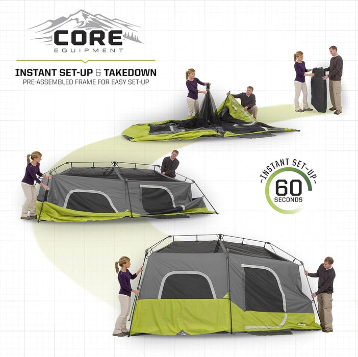 9 Person Instant Cabin Tent - 14' x 9', Green