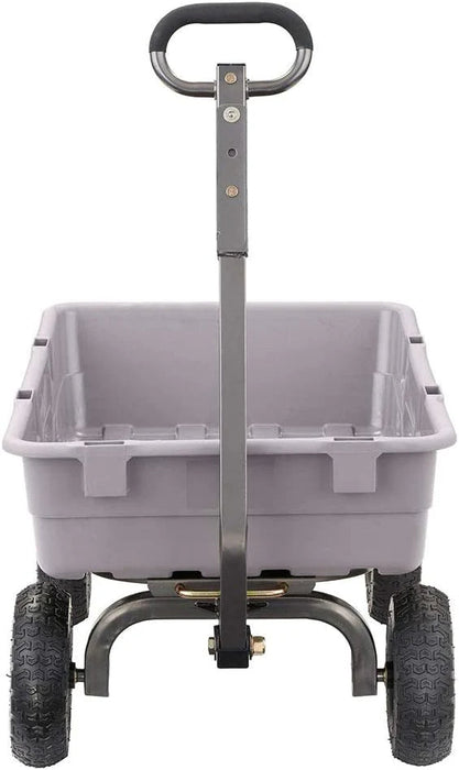 Heavy Duty Poly Utility Dump Wagon Garden Cart w/Pneumatic Tires, 6 Cu Ft - 1200 lb Capacity Outdoor Wheelbarrow for Yard, Landscaping & Gardening, Lawn Tractor or ATV Towable-Gorilla Carts