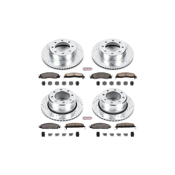 Powerstop Front Z36 Truck Carbon-Fiber Ceramic Brake Pad and Drilled & Slotted Rotor Kit.