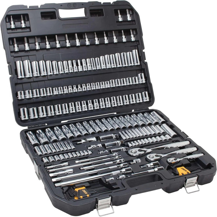 Mechanics Tool Set, SAE and Metric, 1/2, 1/4, 3/8 Drive Sizes, 192-Piece.