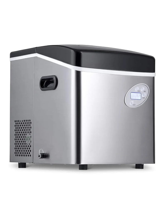 Portable Ice Maker 50 lb. Daily, 12 Cubes in Under 7 Minutes - Compact Countertop Design - 3 Size Bullet Shaped Ice - for Kitchen/Office/RV/Bar - Stainless Steel
