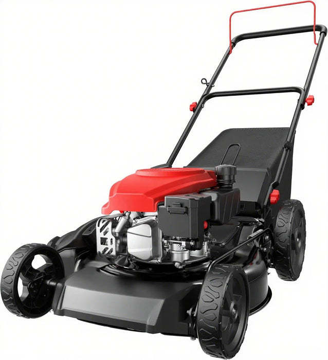 21" Steel Deck Gas Lawn Mower, Heavy-Duty 3-in-1 Push Mower, 144cc 4-Stroke Engine, 6-Position Height Adjustment, Large 1.4 Bushel Grass Catcher, Durable & Efficient for Yard & Garden