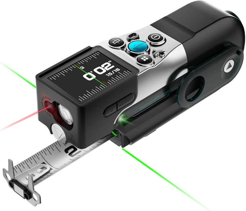Digital Tape Measure, Professional 330Ft Laser Measuring Tool & 12Ft Measuring Tape with Green Laser Extension, Instant Digital Readout, P2P, App Sync, Replaceable Blades Module