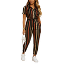 close up of button-front closure detail on women’s jumpsuit