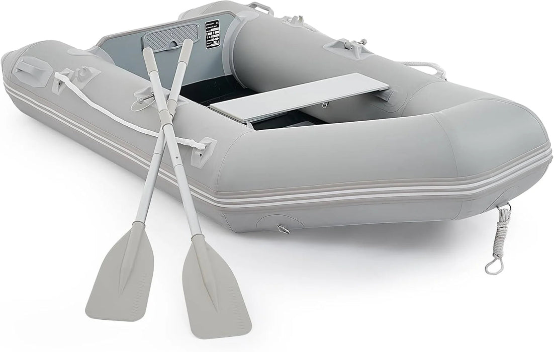 7.5ft Inflatable Dinghy Boat, 2 Person 660lb Transom Sport Tender Boat with Pump Aluminum Oars Floor, Heavy Duty Inflatable Raft Kayak for Adults