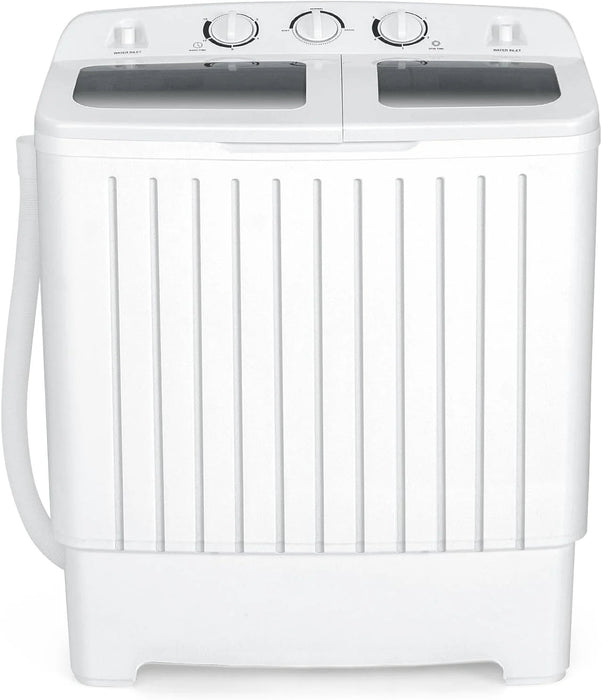 Portable Washing Machine, Twin Tub 20 Lbs Capacity, Washer(12 Lbs) and Spinner(8 Lbs), Durable Design, Timer Control, Compact Laundry Washer for RV, Apartments and Dorms, Grey+White