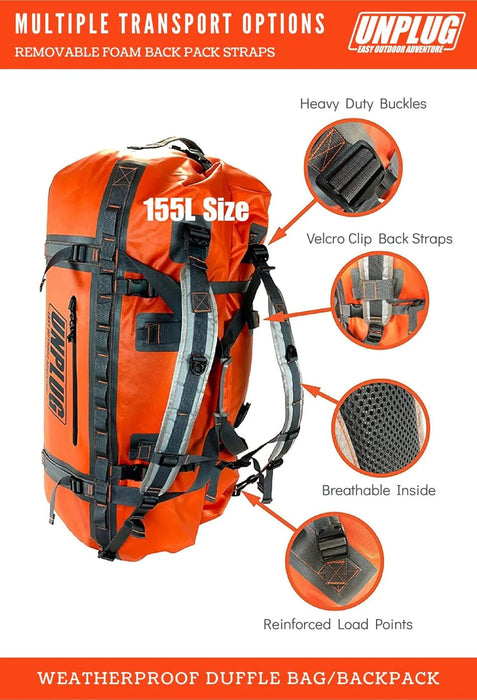 Ultimate Adventure Bag -1680D Heavy Duty Waterproof Travel Duffel Bags for Camping, Motorcycle Dry Bag, Waterproof Bags for Boating, Waterproof Duffle Backpack,Tactical Duffle Bag