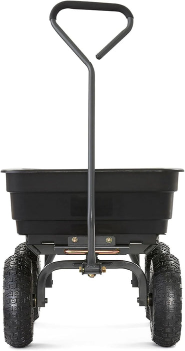 Heavy Duty Poly Utility Dump Wagon Garden Cart w/Pneumatic Tires, 6 Cu Ft - 1200 lb Capacity Outdoor Wheelbarrow for Yard, Landscaping & Gardening, Lawn Tractor or ATV Towable-Gorilla Carts