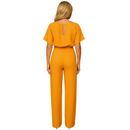 close up of lace up waist detail on women’s jumpsuit