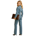 denim jumpsuit paired with boots for modern outfit