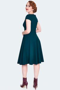 Teal Cut-Out Swing Dress