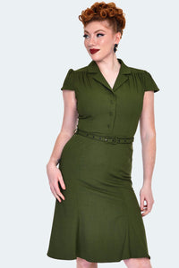 1940's Olive Dress