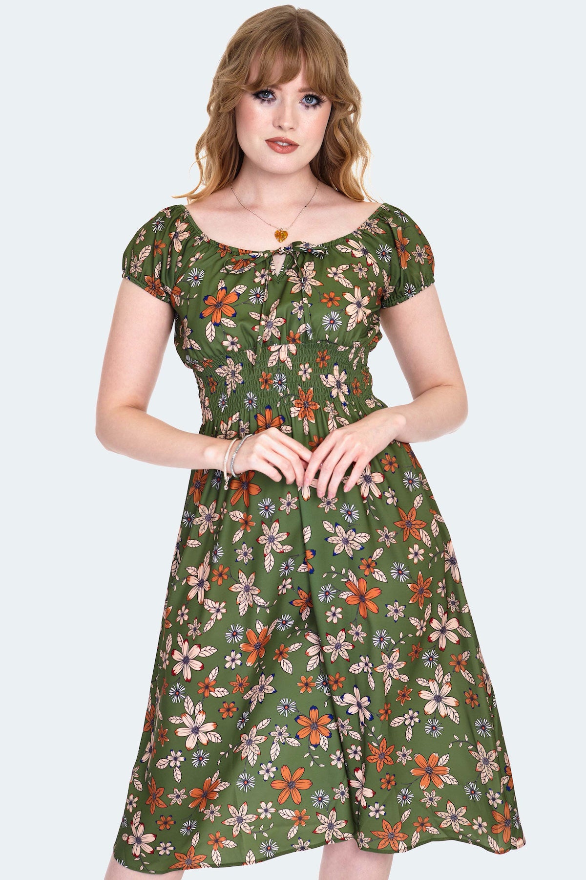 Olive Floral Print Dress