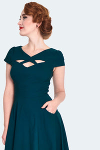 Teal Cut-Out Swing Dress