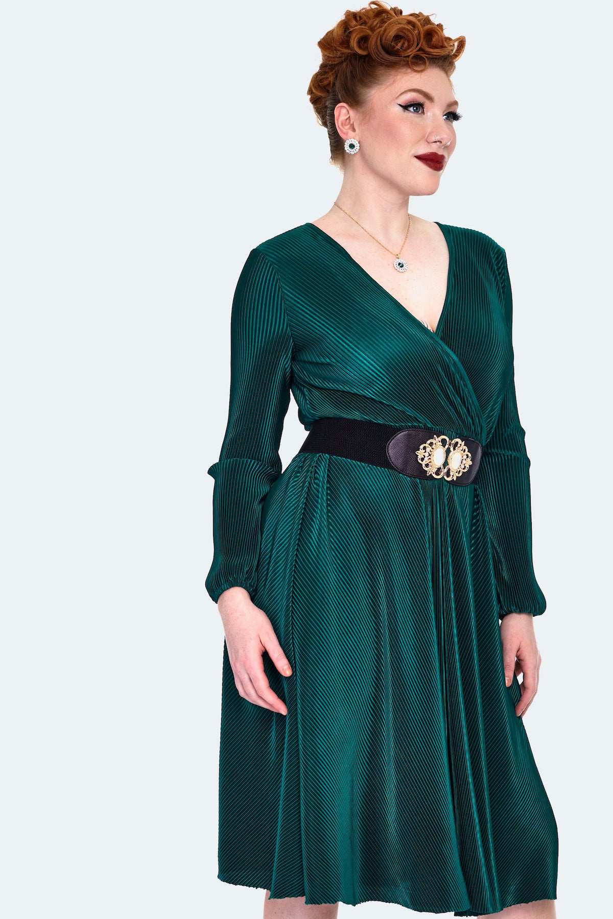 Green Faux Wrap Dress