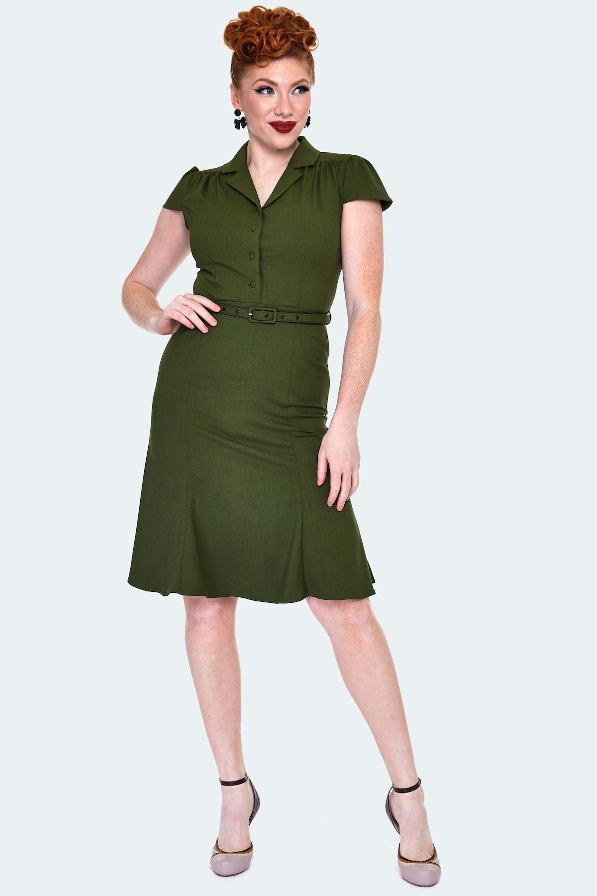 1940's Olive Dress