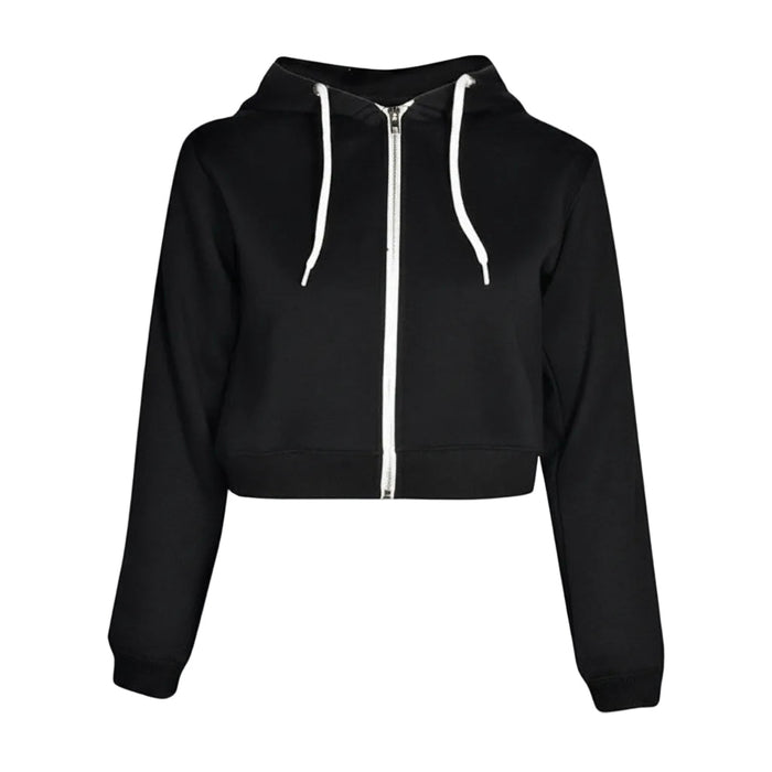 Black hoodie with a white zipper on a white background