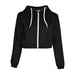 Black hoodie with a white zipper on a white background