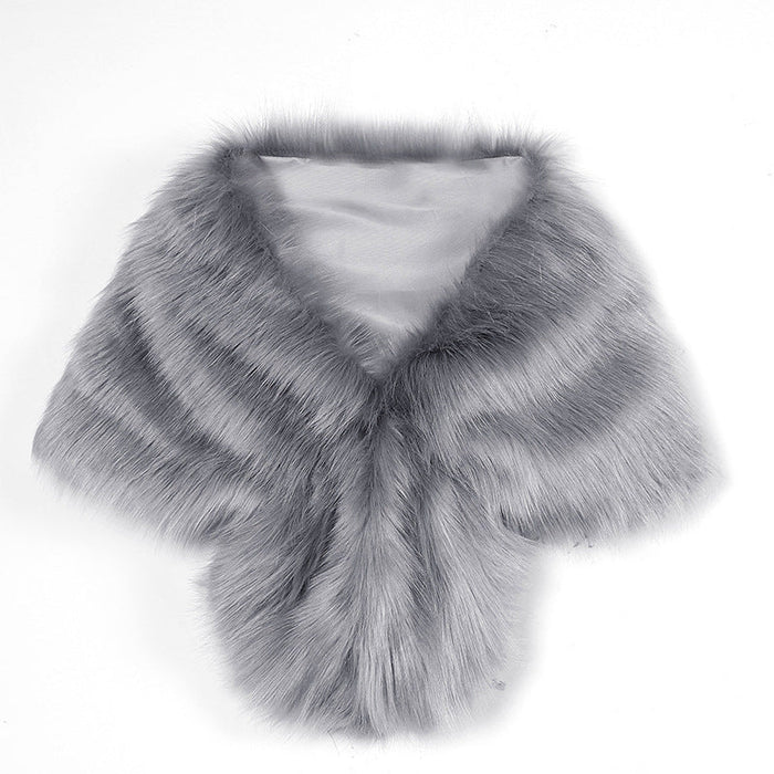 Gray faux fur collar on a white background