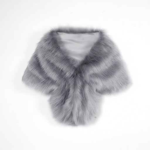Gray faux fur collar on a white background
