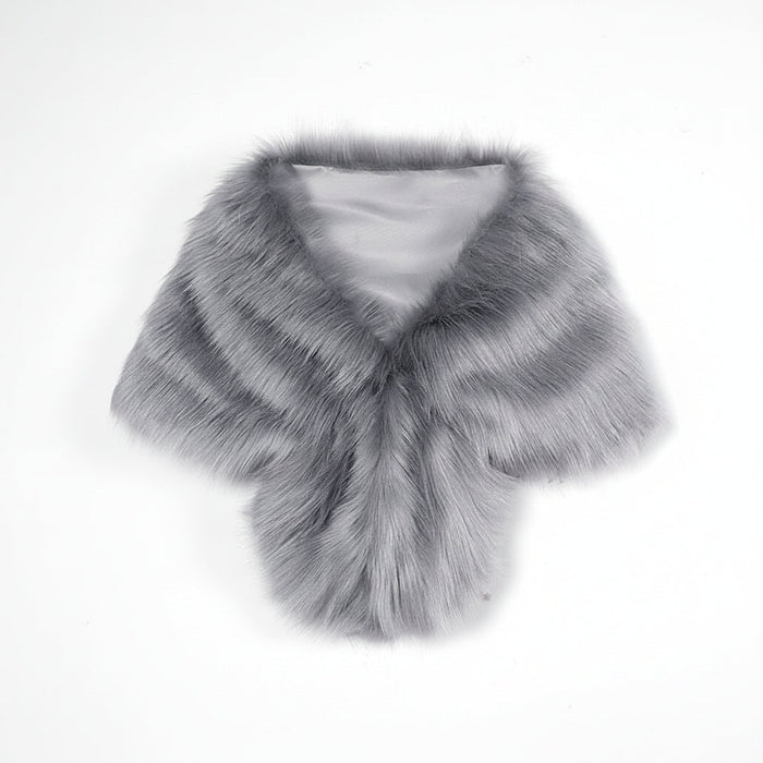 Gray faux fur collar on a white background